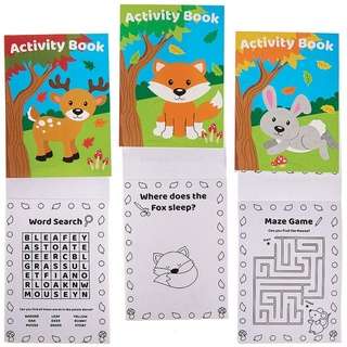 Baker Ross FX157 Waldtiere Mini Aktivitäten Bücher-12er Pack, Puzzles und Malen nach Zahlen für Kinder ab 3 Jahren, Mittel