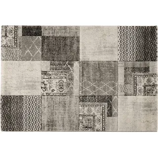 Baroni Home Teppich Kurzflor, handgeflochtener Teppich, moderner Wohnzimmerteppich, 120 x 170 cm, Braun und Silber, Bilder
