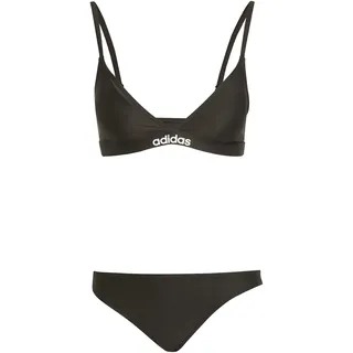 adidas Damen Padded 2-Way Straps Triangle Bikini Set Swimwear, Black/White, 30