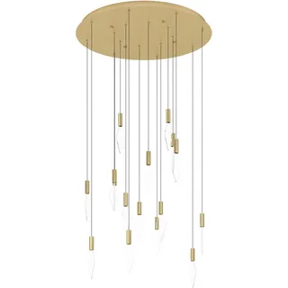 EGLO LED Pendellampe Mirador, elegante Pendelleuchte, Cluster Hängeleuchte aus Metall in Messing mit Elementen aus Acrylglas, Hängelampe warmweiß, Ø 78 cm