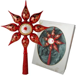 Krebs Glas Lauscha Christbaumspitze »Stern mit Reflex, Weihnachtsdeko rot, Christbaumschmuck« mundgeblasen, rot, rot