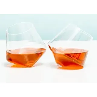 Winkee 2 tlg. Set rollende drehende Whiskey Whisky Gläser Gin Likör Party 180 ml - Transparent