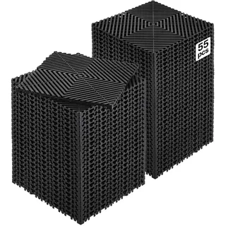 VEVOR ineinandergreifende Drainagematte Duschmatte 31 x 31 cm modulares ineinandergreifende Bodenmatten, 55 Stk. Spleiß-Drainagematten, rutschfeste Drainage-Bodenfliesen, für Garage Garten Schwarz