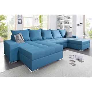 Collection AB Wohnlandschaft Polyester U-Form 2-Sitzer Blau