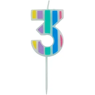 Folat 24263 Kuchen Kerze Pastell Ziffer/Zahl 3 Mehrfarbig Geburtstagskerzen für Geburtstag, Geburtstagsdeko, für Kinder Partys, Hochzeiten, Firmenfeiern, Jubiläen