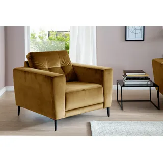 trends by hg Sessel Barcelona Polyester 96 x 86 x 89 cm Gelb mit Metallfuss
