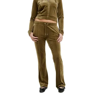 Juicy Couture Damen Tina Track Pant samtige Sweathose Trainingshose mit Kordelzug Jogger für Sport Freizeit Fitness in verschi. Farben Lässige Hose, Dark Olive, M