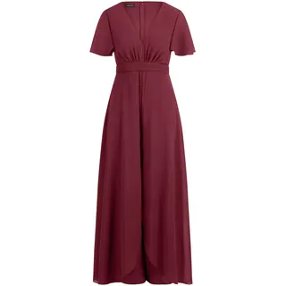 APART Fashion Damen Chiffon Jumpsuit, Tiefer V-Ausschnitt Abendkleid, Kurze Volant-Ärmel, Weites Bein Cape Style Hose, Elegantes Sommer Outfit, Ideal als Brautjungfern Kleid, Hochzeitsgäste Kleid