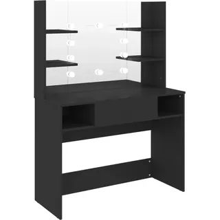 vidaXL Schminktisch mit LED-Beleuchtung 100x40x135 cm MDF Schwarz - Schwarz