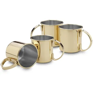 ECHTWERK Moscow Mule Becherset, 4-tlg, Bruchsichere Edelstahl-Gläser, Cocktail-Set, Cocktailgläser perfekt für Gin, Vodka, Bier und Kaltgetränke, Geschenkset, Gold-Edition, 480 ml