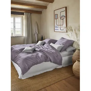 IRISETTE Premium Satin Bettwäsche Paris Unifarben Lila 155 x 220 cm + 2 x 80 x 80 cm