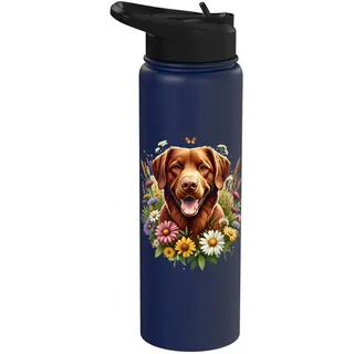 Chesapeake Bay Retriever Hund Sommer Wildblumen Gänseblümchen Kunst Stainless Steel Insulated Water Bottle