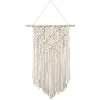 Sixyotie Makramee Wandbehang Boho Deko Woven Wanddeko Wandteppich Böhmische Tapisserie Gewebte Haus Dekoration Chic Home Decor Geschenke Apartment Schlafsaal Raumdekoration (White-blong)