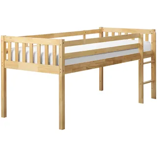 Beliani Halbhochbett Peipin 90 x 200 cm Holz lackiert braun