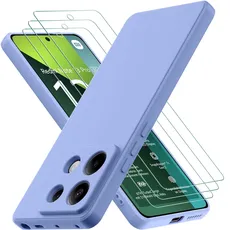 Oureidoo Hülle kompatibel mit Xiaomi Redmi Note 13 Pro 5G / Poco X6 5G mit 3 Stück Panzerglas Schutzfolie, Handyhülle für Redmi Note 13 Pro 5G Silikon gummiert, Handy Case in Violett