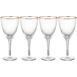 Butlers Weingläser (4er Set) Golden Twenties 280 ml , Transparent , Glas , Gläser, Weingläser