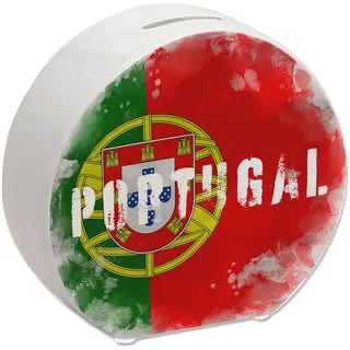 Spardose mit Portugal-Flagge im Used Look - Sparschwein für Urlauber eine schöne Sparbüchse mit der portugiesischen Nationalflagge verziert um auf die Reise nach Portugal zu