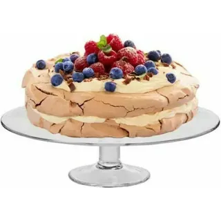 KROSNO Harmony Tortenplatte 32 cm – handgemachte Glasplatte für Kuchen, Torten & Desserts, elegantes Design für Tisch, Küche & stilvolles Servieren - Transparent