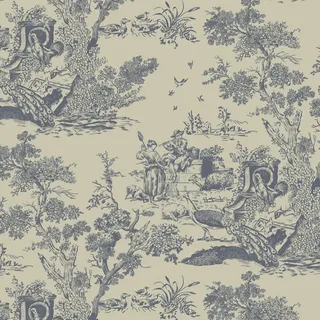 Yomshi Selbstklebende Tapete Vintage 41X300cm Beige Blau Klebefolie Tier Tapete Verdicken Möbelfolie Bäume und Pflanzen Wandtapete Wasserdicht Vinyl für Schlafzimmer Wohnzimmer Möbel