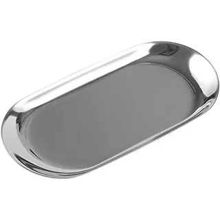 Vogueing Tool Süßigkeitentablett, 1 x Metallablage, Edelstahl, oval, für Snack/Obst/Kerze/Süßigkeiten/Schlüssel/Kosmetik/Schmuck, edelstahl, silber, Small(180mm*80mm)