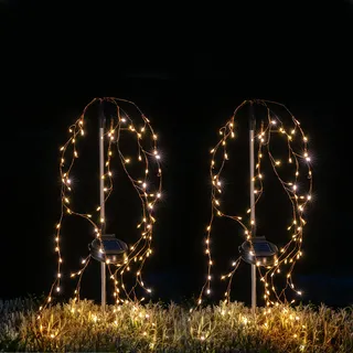 LUMILED 2er Set Solarlampe für Außen Garten Beleuchtung, 70 cm 120x LED Wasserfall Solarlampe, Solar Baum Warmweiß 2700K, Deko Bäume mit Erdspieß, 600 mAh Akku IP44 Solarleuchte Gartenleuchte für Aussen Solar Wegbeleuchtung Deko