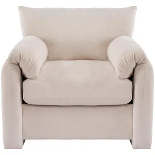 Komhtom Einzelsofa in Beige Chenille-Stoff , Kunststoff , Mode , 82x84x96 cm , Wohnzimmer, Sofas & Couches, Sofas