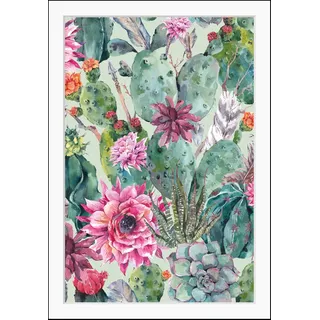 Queence »Fiona« Blumen Blumenbilder Blätter Kunst Natur Pflanzen HD Premium Poster-Druck inkl. Holzrahmen,