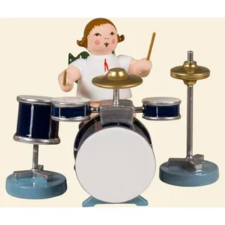 Engel mit Schlagzeug mit Krone 6,5cm NEU Holzengel Weihnachtsengel Lichterengel