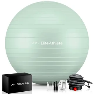 EliteAthlete Gymnastikball Sitzball Büro ergonomisch mit Anti Burst System - Fitness Pilates Schwangerschaft - Schwangerschaftsball Fitnessball Yogaball - Yoga Ball 55cm inkl. Luftpumpe