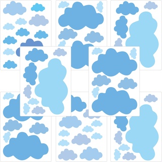 PREMYO 70 Wolken Wandsticker Kinderzimmer Mädchen Jungen - Wandtattoo - Wandaufkleber Selbstklebend Pastell Blau