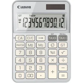 Canon KS-125KB Taschenrechner (Solar- und Batteriebetrieb, 12 Stellen) Silber