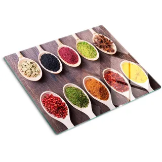 Tulup Glasplatte 60x52 cm Bunte Gewürze , Glas , 60x0.4x52 cm , Küchen, Küchenelektrogeräte, Herde, Herdabdeckplatten