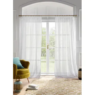 my home Gardine »Mila« Kräuselband 1 Stk. tlg. mit Wellenmuster bestickt, Voile, einfarbig, weiß