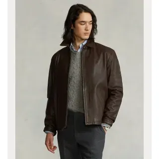 Polo Ralph Lauren für Herren. 710671431002 Braune Glattlederjacke (M), Lässig, Langarm
