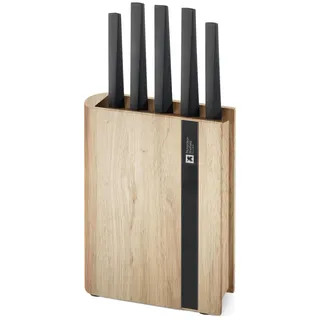 Richardson Sheffield EDGE Messerblock 5-teilig, stilvolles Design mit natürlichem Holz, scharfe Chrom-Vanadium-Stahl Klingen, ideal für moderne Küchen