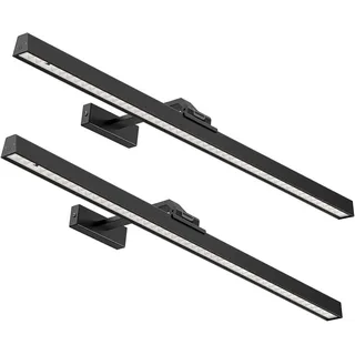 AIBOO LED Akku Bilderleuchte Kabellos 2er Set,60CM Kabellos Bildbeleuchtung mit Fernbedienung,Dimmbare Magnet Innen Ohne Stromanschluss Dart Beleuchtung mit Timer (Schwarz, 60cm)