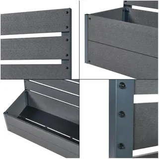 [en.casa] Blumenkasten Heerde 90 x 180 x 38 cm Grau