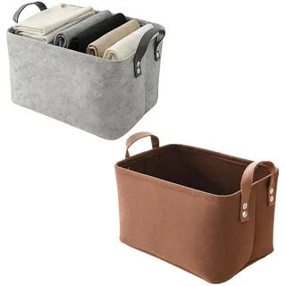 CTForest 2 Stücke Filz Aufbewahrungsbox, Filzkörbe mit Zwei Griffen, Filz Korb Aufbewahrungskorb, Geeignet zum Aufbewahren von Büchern, CDs,Kleidung, Schallplatten, platzsparend