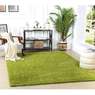Surya Home Shaggy Berber Teppich - Flauschiger Teppich für Wohnzimmer, Esszimmer, Schlafzimmer, Langflor Hochflor Teppich flauschig - Teppich groß 100x200 cm, Wohnzimmerteppich in Grün