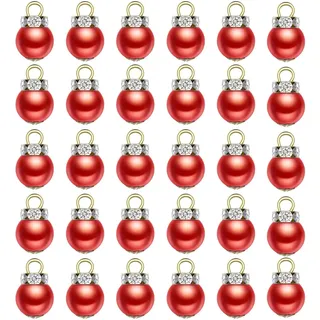 30 Stücke Mini Weihnachtskugeln, Kleine Weihnachtskugeln Rot Set, Lustiges Fest Weihnachtsbaumschmuck für Weihnachtsdeko Zimmer Party Draußen Fenster Türen(Rot)