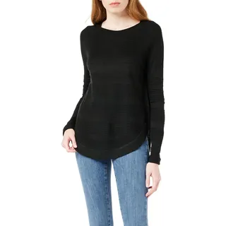 ONLY Damen Dünner Strick Pullover | Langarm Rundhals Knitted Sweater | Basic Stretch Jumper ONLCAVIAR, Farben:Schwarz, Größe:L