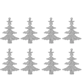 Glitzer Weihnachtsbaumdekoration Set Mit 8 Bäume Silber