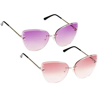 UrbanSky Sonnenbrille Sofia - 2er-Pack randlose Sonnenbrille Damen - Verlaufs-Tönung - Cat-Eye