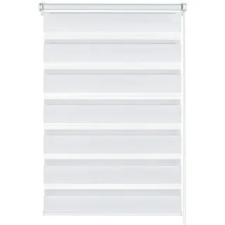 Gardinia Doppelrollo zum Klemmen oder Kleben, Duo-Rollo/Seitenzugrollo, Transparente und blickdichte Streifen, Alle Montage-Teile inklusive, Weiß, 45 x 150 cm (BxH), 33680