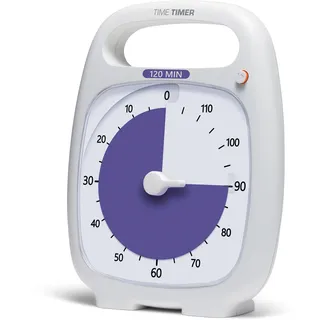 TIME TIMER PLUS 120-Minuten Visueller Analog Timer Uhr - Optionaler Aktustischer Alarm (Lautstärkeregler) Kein lautes Ticken; Zeitmanagement-Tool (Weiß)