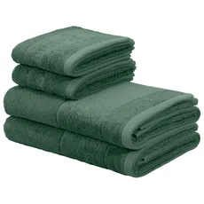 my home Handtuch Set »»Aiden«, Handtücher mit Markenlogo Stickerei in der Bordüre«, (Set, 4 St., 2 Handtücher (50x100 cm)-2 Gästetücher (50x30 cm), 2 Gästehandtücher, 2 Handtücher, aus 100% Baumwolle, grün