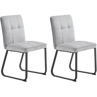 byLIVING Esszimmerstuhl TALEA, 2er Set, Bezug hellgrau, Gestell Metall schwarz