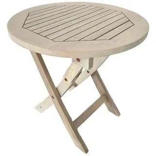 Estexo Gartentisch Ø 48 x 47 cm Weiß lasiert