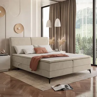 VIOLETT Boxspringbett mit Bonellmatratze und mit Topper Monolith 02 180x200 cm