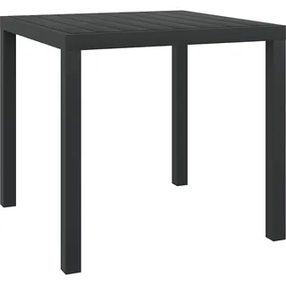 vidaXL Gartentisch Schwarz 80/80/74 Cm Aluminium Und Wpc , Holzwerkstoff , Quadratisch,quadratisch , Säule , 80x74x80 cm , Gartenmöbel, Gartentische